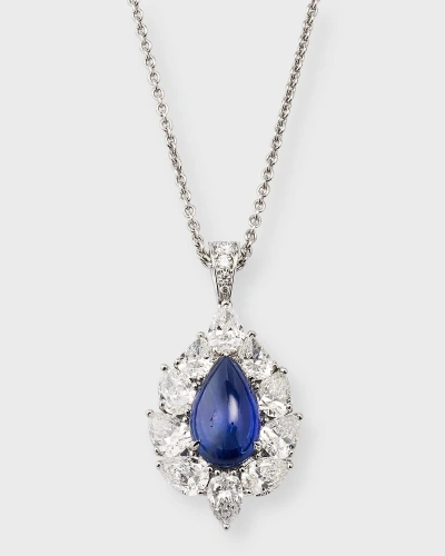 Nm Estate Estate Platinum Burma Sapphire And Diamond Pendant Necklace In Metallic