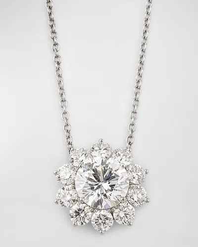 Nm Estate Estate Platinum Diamond Cluster Pendant Necklace In Metallic