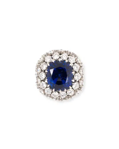 Nm Estate Platinum Blue Sapphire Openwork Diamond Ring