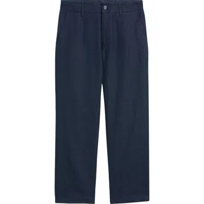 Nn07 1454 Aden Flat Front Linen Chinos In Blue