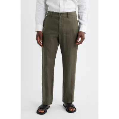 Nn07 1454 Aden Flat Front Linen Chinos In Green