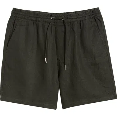 Nn07 Gregor 1454 Straight-leg Linen Drawstring Shorts In Green