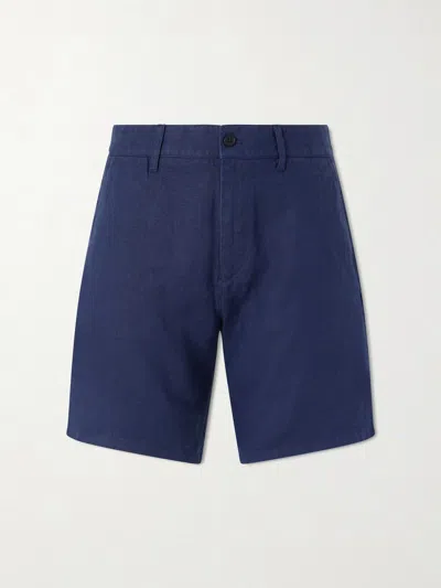 Nn07 Aden 1454 Straight-leg Linen Shorts In Blue
