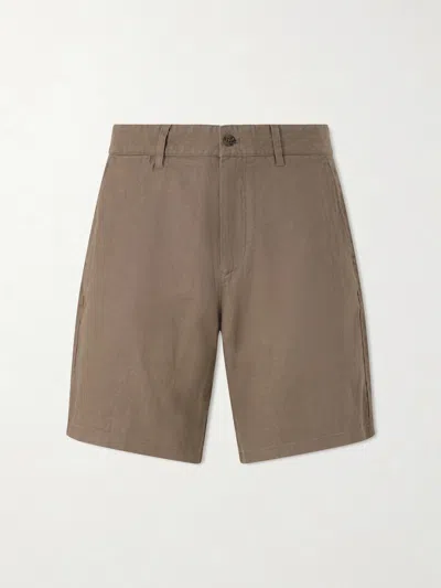 Nn07 Aden 1454 Straight-leg Linen Shorts In Brown