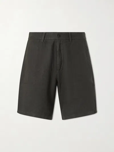 Nn07 Aden 1454 Straight-leg Linen Shorts In Green
