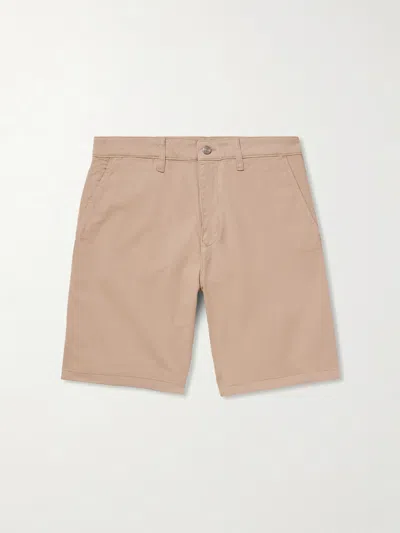 Nn07 Aden 1923 Straight-leg Organic Cotton-blend Twill Shorts In Brown