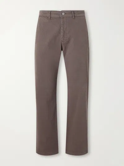 Nn07 Aden 1923 Straight-leg Organic Cotton-blend Twill Trousers In Brown