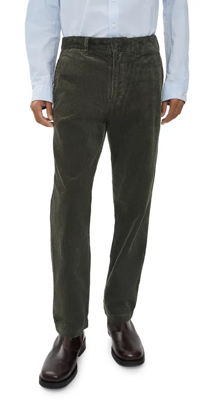 Nn07 Aden Relaxed Corduroy Trousers Dark Army