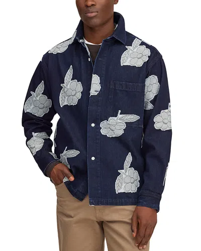 Nn07 Adwin Floral Pocket Cotton Denim Overshirt In Blue