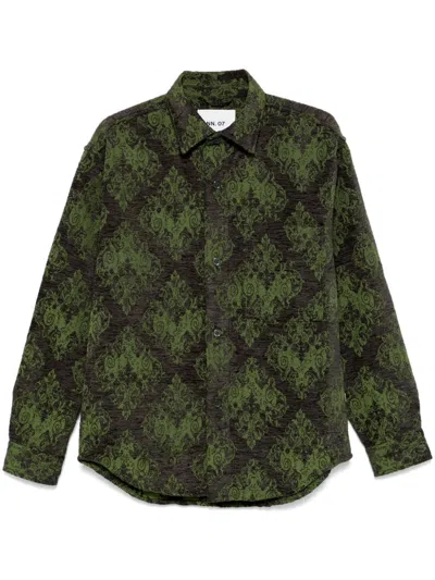 Nn07 Adwin 5579 Chenille-jacquard Overshirt In Green