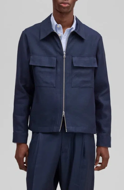 Nn07 Alban 1808 Canvas Zip-up Shirt Jacket In Blue