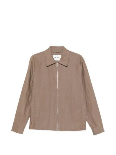 Nn07 Alban Two-way-zip Jacket In Brown
