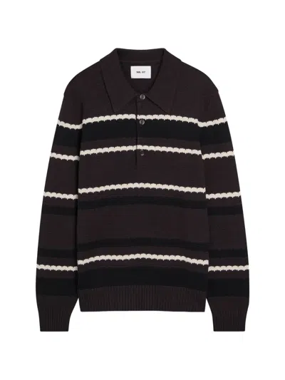 Nn07 Alfie Striped Polo Shirt In Brown