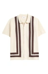 Nn07 Ares 6636 Short Sleeve Knit Cotton Button-up Shirt In Multi