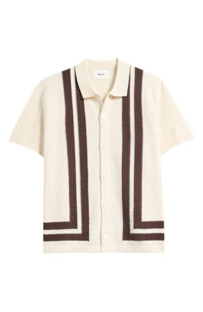 NN07 NN07 ARES 6636 SHORT SLEEVE KNIT COTTON BUTTON-UP SHIRT