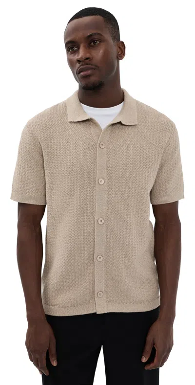 Nn07 Ares Button Up Sweater Desert Khaki In Brown