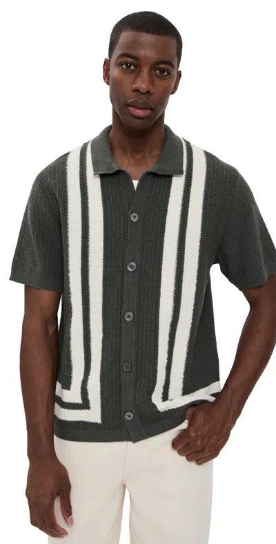 NN07 ARES KNIT BUTTON DOWN POLO CROC GREEN