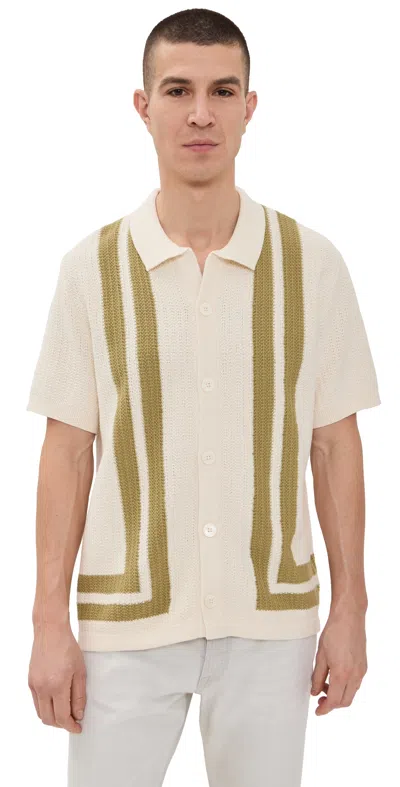 Nn07 Ares 6636 Striped Organic Cotton Shirt In Neutrals