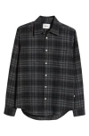 Nn07 Arne Flannel Button-up Shirt In Dark Grey Check