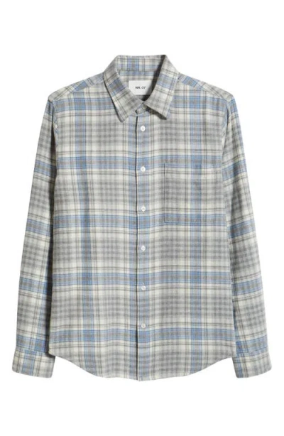 Nn07 Arne Flannel Button-up Shirt In Grey Check