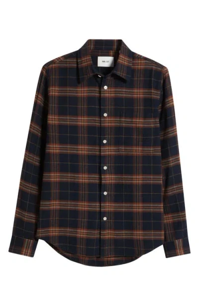 Nn07 Arne Flannel Button-up Shirt In Wine Check