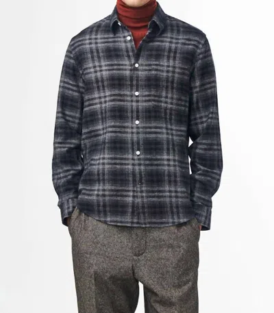 Nn07 Arne Long Sleeve Shirt In Dark Grey Check In Blue