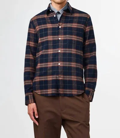 Nn07 Arne Long Sleeve Shirt In Wine Check In Blue