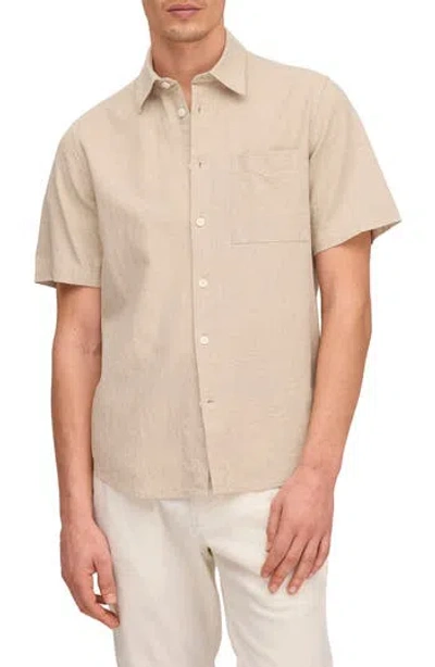 Nn07 Asher Linen Blend Short Sleeve Shirt In Neutral