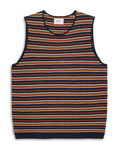 Nn07 Bari 6686 Striped Knitted Vest In Brown