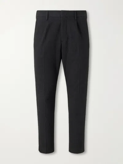 Nn07 Bill 1067 Tapered Pleated Brushed Twill Chinos In Black