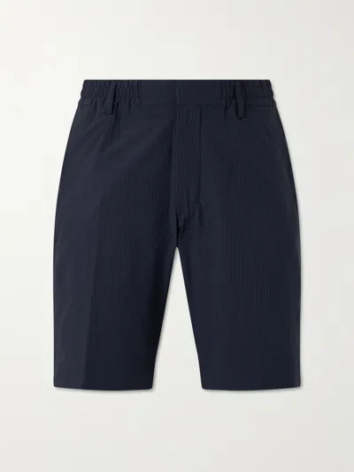 Nn07 Billie Straight-leg Striped Seersucker Shorts In Blue