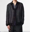 Nn07 Billy Jacquard Stripe Cardigan In Black Stripe In Gray