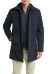 Nn07 Mens Navy Blue Blake Layered Woven Trench Coat In Blue