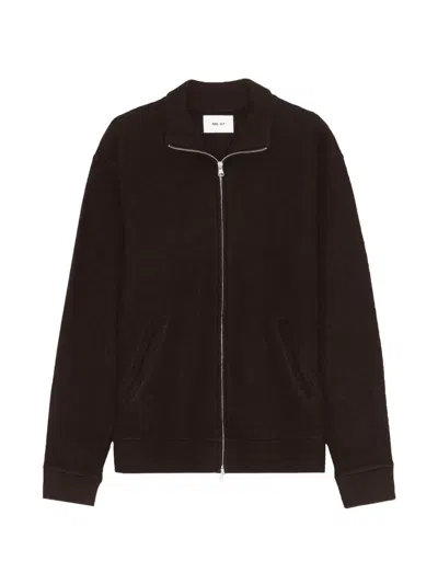 Nn07 Boiled Merino Zip-up Sweater In Brown