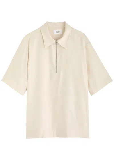 Nn07 Bruno Half-zip Woven Polo Shirt In Cream