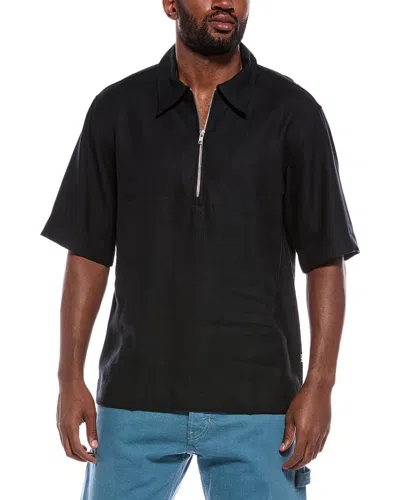 Nn07 Nn.07 Bruno Linen-blend Polo Sweater In Black