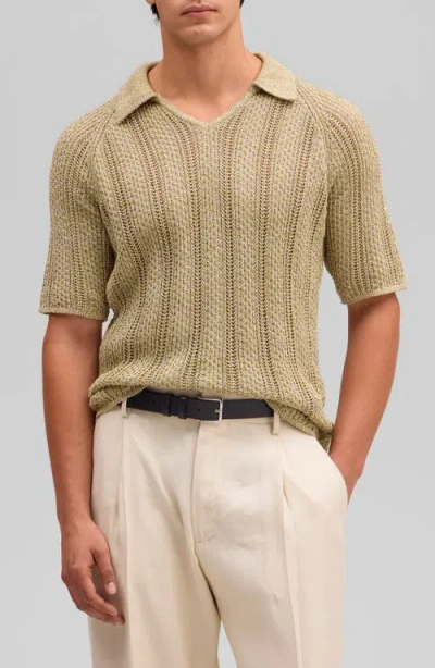 Nn07 Cale Johnny Collar Sweater Polo In Brown