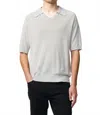 Nn07 Cale 6565 Regular Fit V Neck Polo Short Sleeve Linen Sweater In Gray