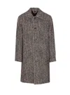 Nn07 Chevron Motif Long Sleeve Coat With Pockets In Gray