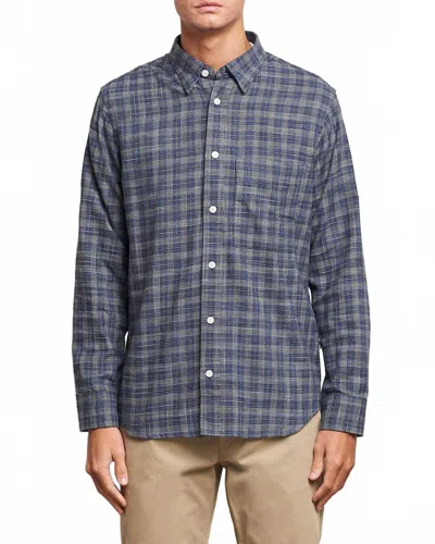 Nn07 Cohen Brushed Flannel Checked Shirt In Blue Check