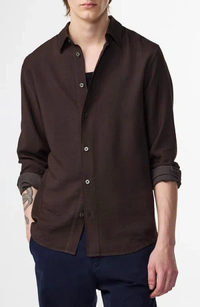 Nn07 Colby Drapey Shirt Dark Army In Brown