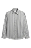 Nn07 Colby 5332 Stripe Organic Cotton Button-up Shirt In Grey Stripe