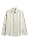 Nn07 Colby 5332 Stripe Organic Cotton Button-up Shirt In Off White Stripe
