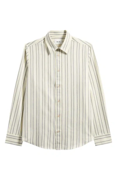 Nn07 Colby 5332 Stripe Organic Cotton Button-up Shirt In Off White Stripe