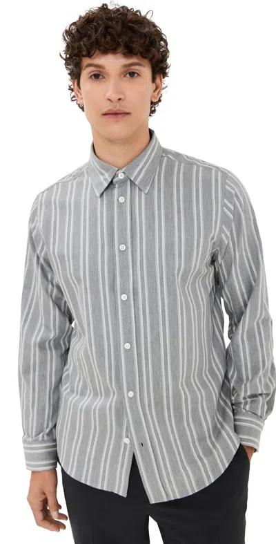 Nn07 Colby Cotton Striped Shirt Grey Stripe