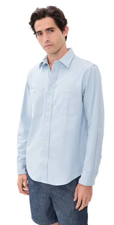 Nn07 Colby Cotton Utility Shirt Sky Mist In Blue