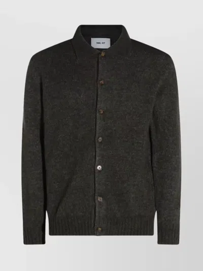 Nn07 Collared Crewneck Sweater Ribbed Cuffs In Green