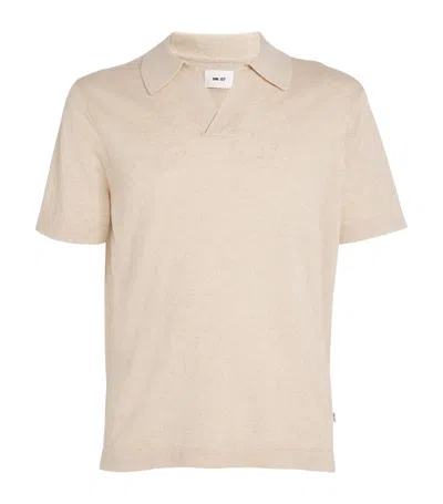 Nn07 Cotton-linen Blend Polo Shirt In Beige