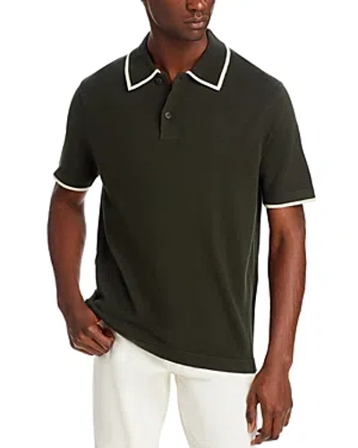 Nn07 Damon Silk & Cotton Tipped Sweater Knit Polo Shirt In Brown