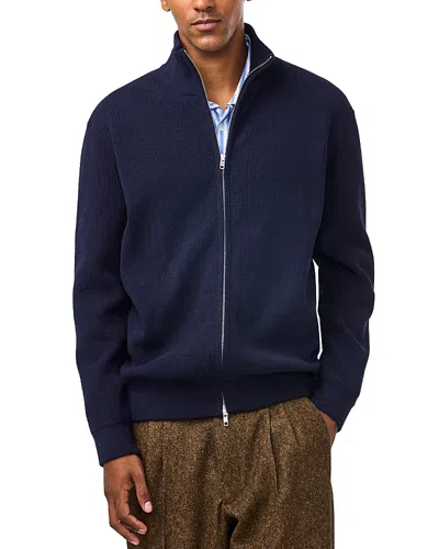 Nn07 Danny Full Zip Ribbed Sweater In Blue